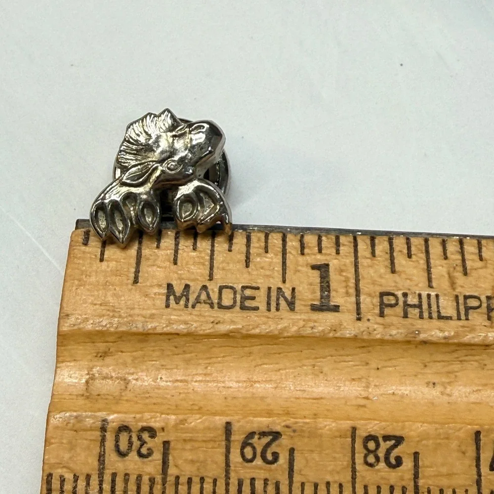 Leavens Sterling Silver Moose Head Lapel Pin Screw Back Vintage Animal Jewelry